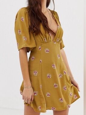 Free People Mockingbird Floral Lace Open Back Mini Dress Size 0